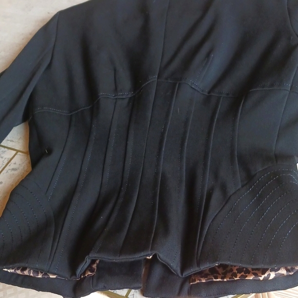 Women's Dress Jacket/Blazer "Vintage" Cache sz0, NEW black- animal print lining/ - Picture 12 of 16